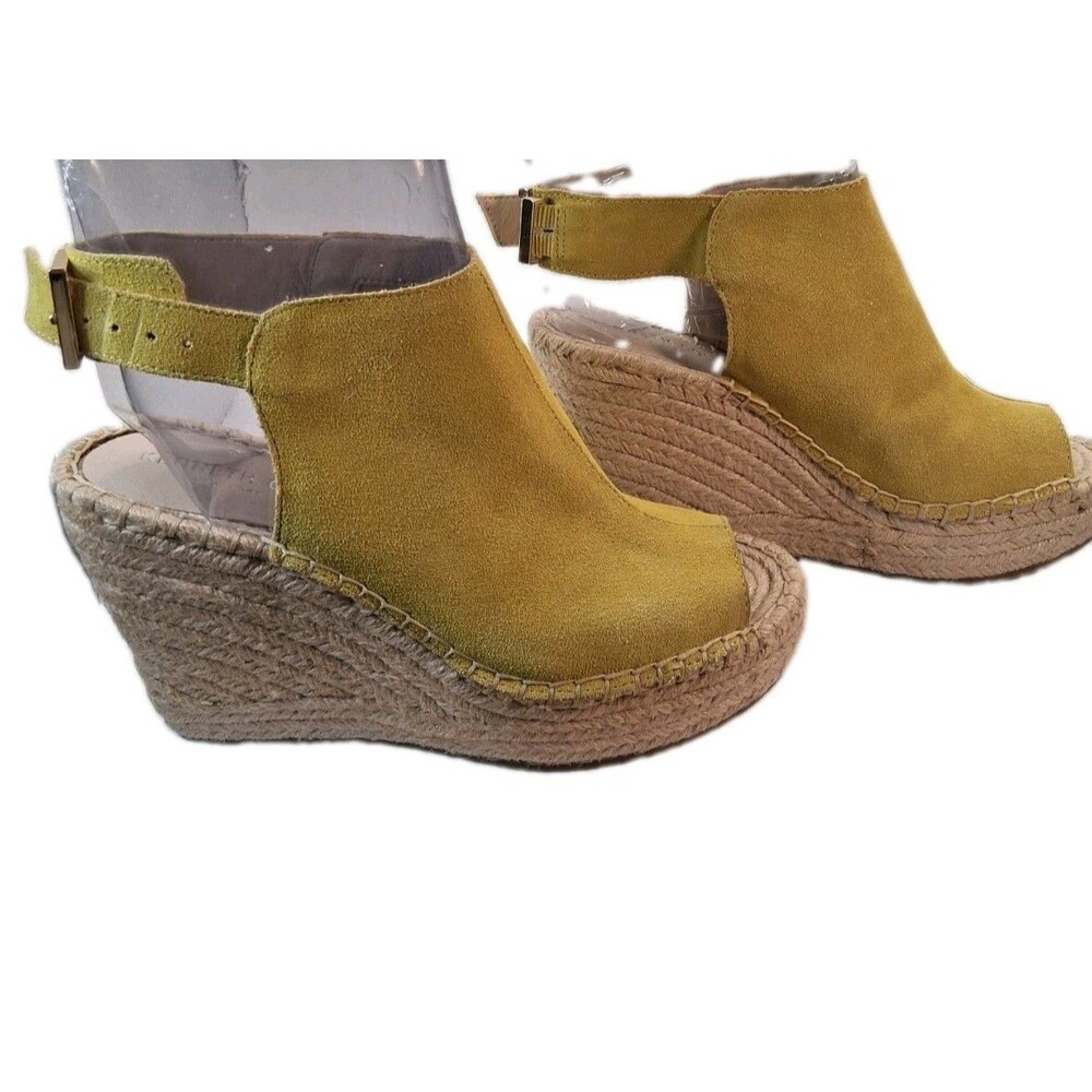 Kenneth Cole NY Olivia Yellow Suede Espadrille Wedge Sandals Ankle Strap Sz 6.5 - Picture 4 of 13